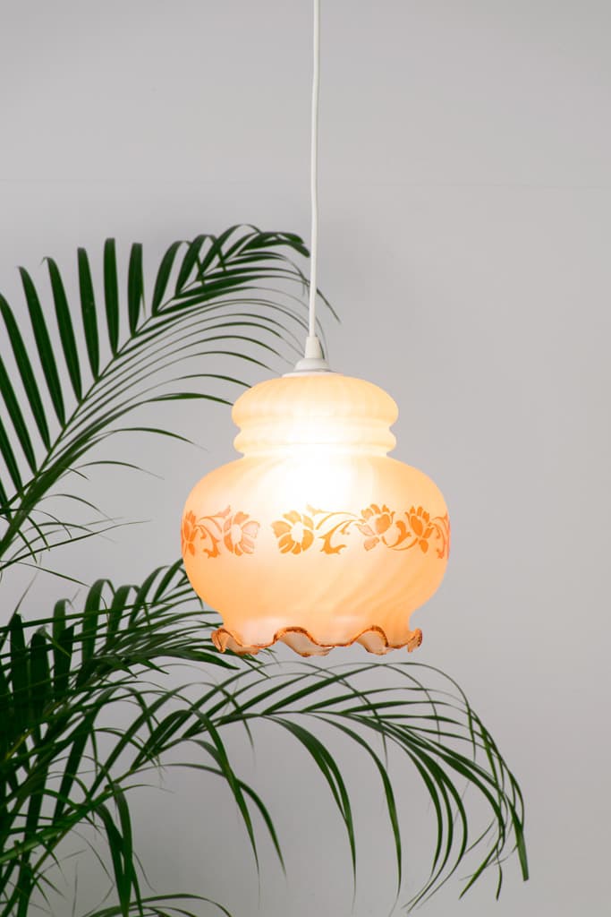 French Vintage Glass Pending Light - French antique vintage lighting 3