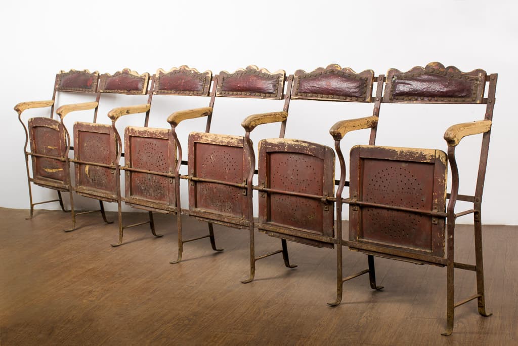 Stunning Row of 6 Seats 19th Century Theatre Bench - French antique benches 7