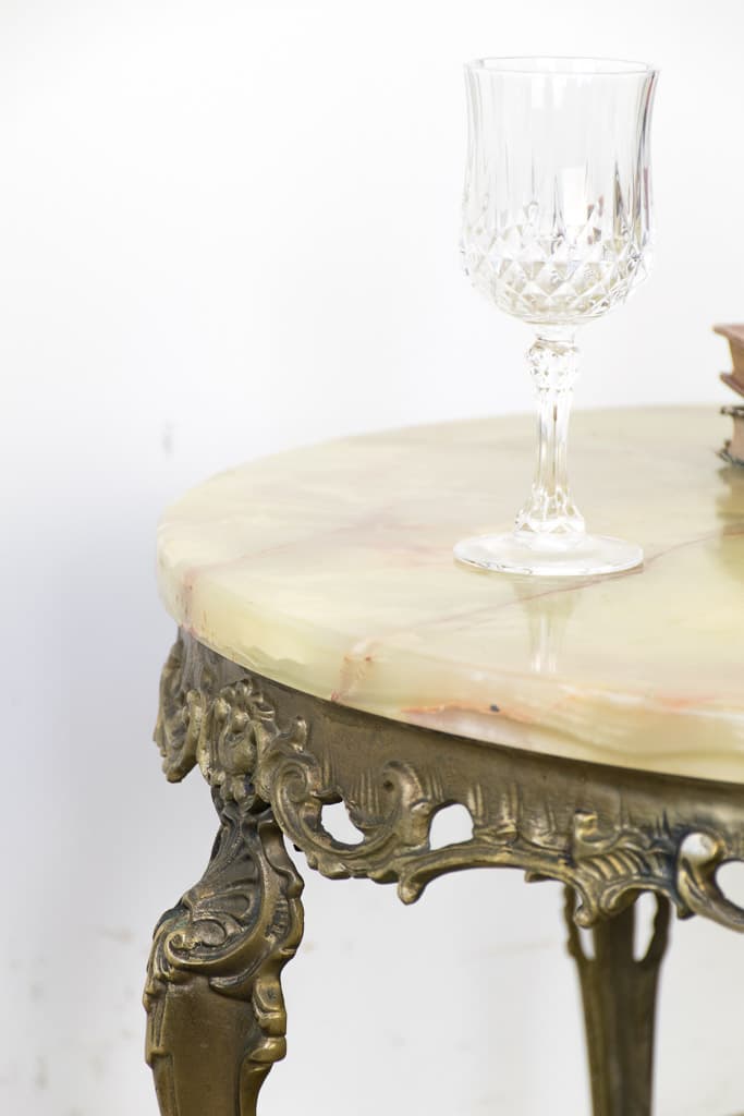 Rococo Louis XV Style Onyx Round Top Coffee Table - French antique coffee tables 2