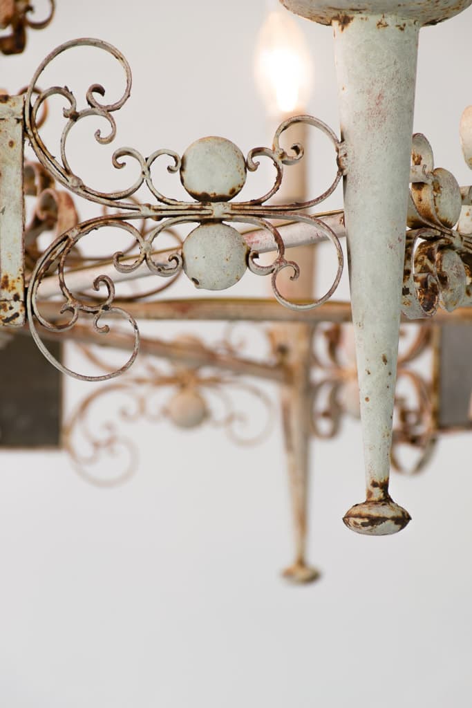 Large French Castle Iron Chandelier, Original Patina - French antique chandeliers & pendants 3