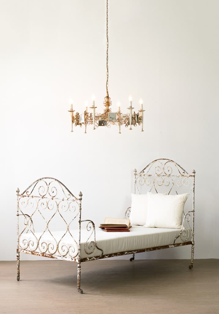 Large French Castle Iron Chandelier, Original Patina - French antique chandeliers & pendants 5