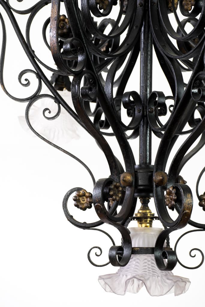 Elegant French Louis XV Style Wrought Iron Chandelier - French antique chandeliers & pendants 3