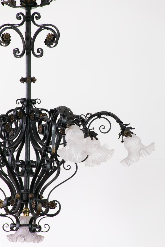 Elegant French Louis XV Style Wrought Iron Chandelier - French antique chandeliers & pendants 2