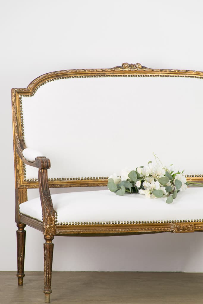 Late 19th Century Louis XVI Style Giltwood Settee - French antique sofas 2