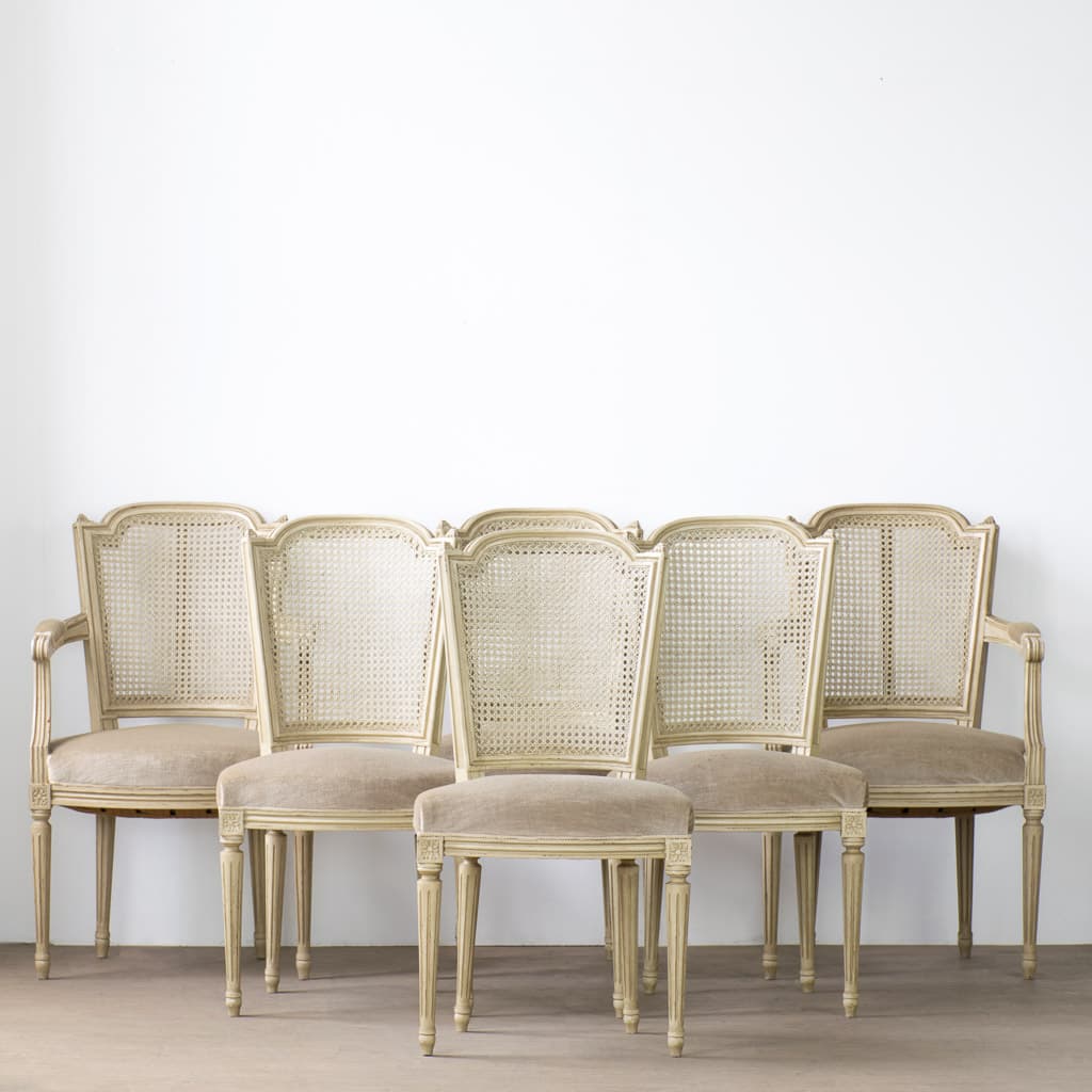 Set of Four French Louis XVI Style Painted Dining Chairs - French antique dining chairs 4