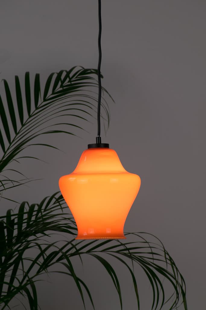 French Vintage Orange Glass Pending Light - French antique vintage lighting 3