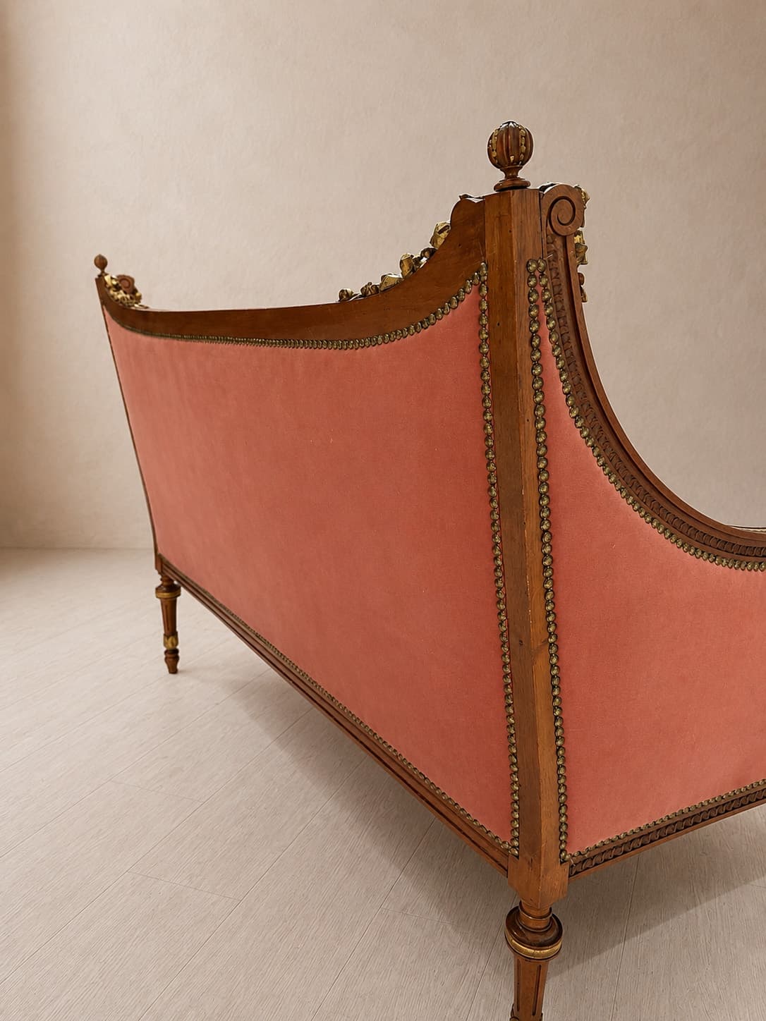French Louis XVI Style Walnut and Giltwood Settee - French antique sofas 3