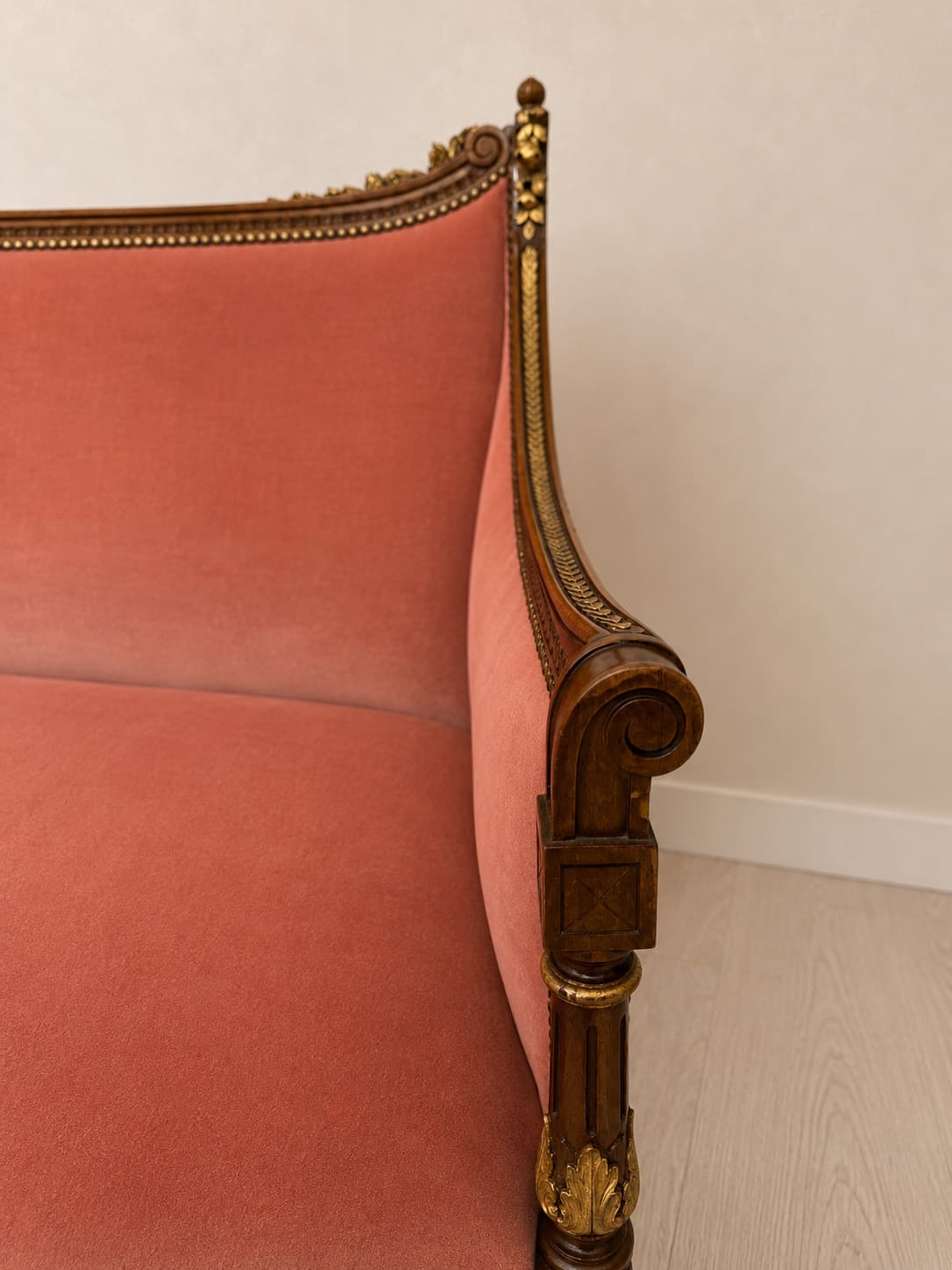 French Louis XVI Style Walnut and Giltwood Settee - French antique sofas 5