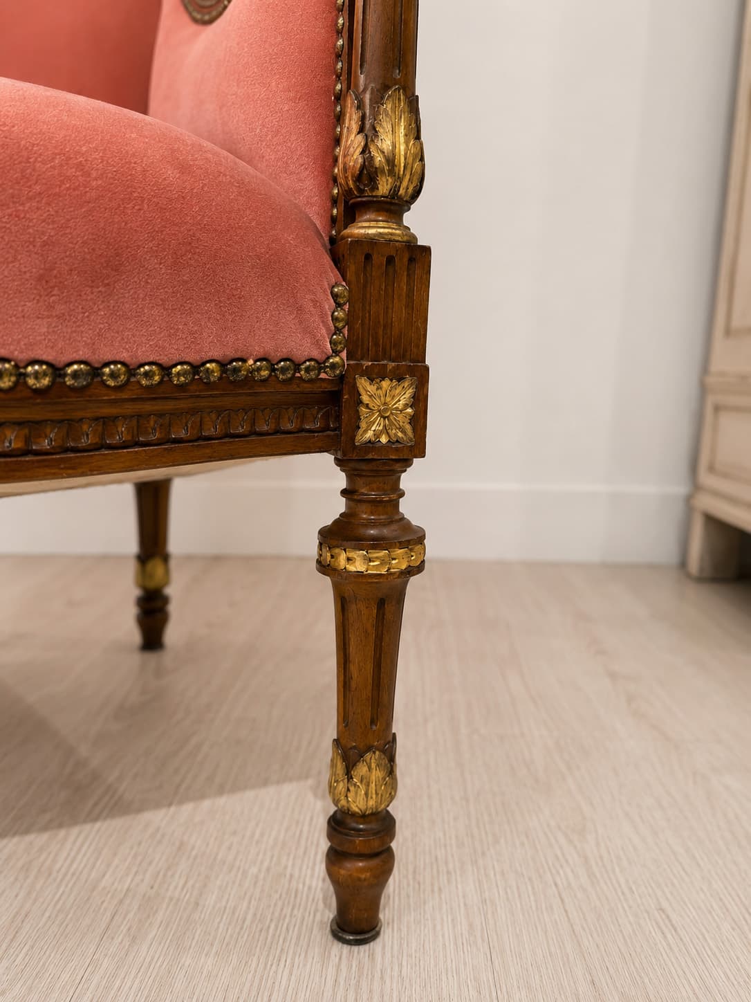 French Louis XVI Style Walnut and Giltwood Settee - French antique sofas 6