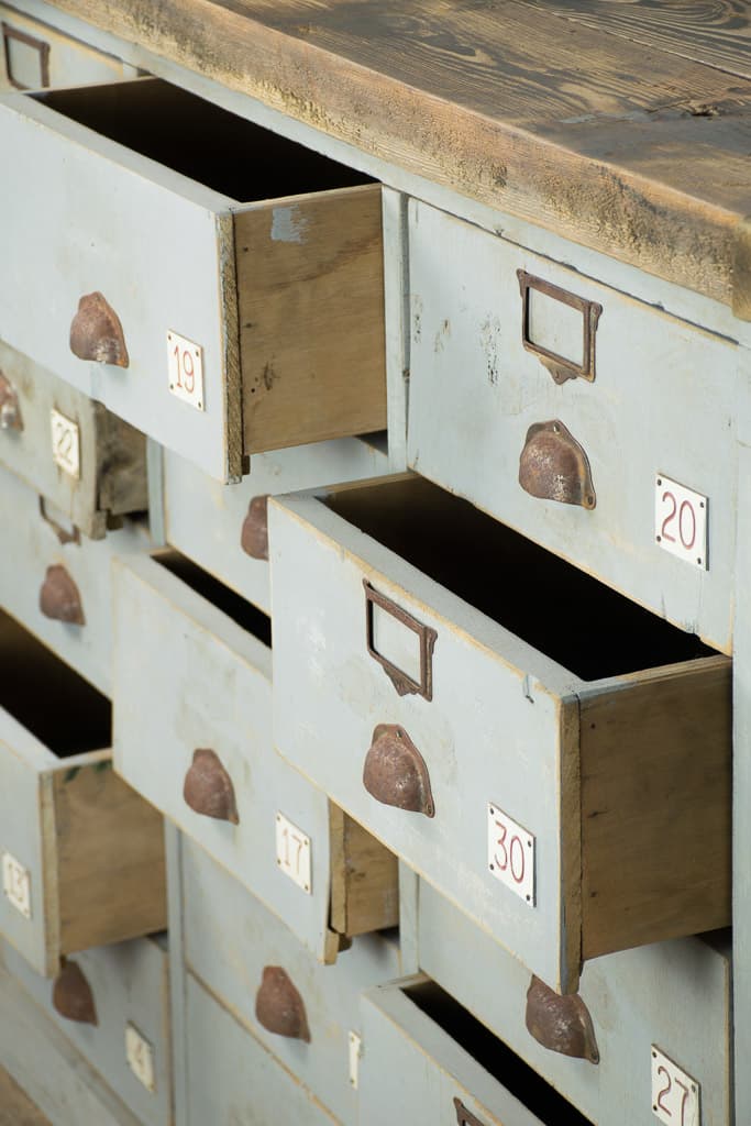 French Industrial Style Wooden Work Cabinet - French antique cabinets 4