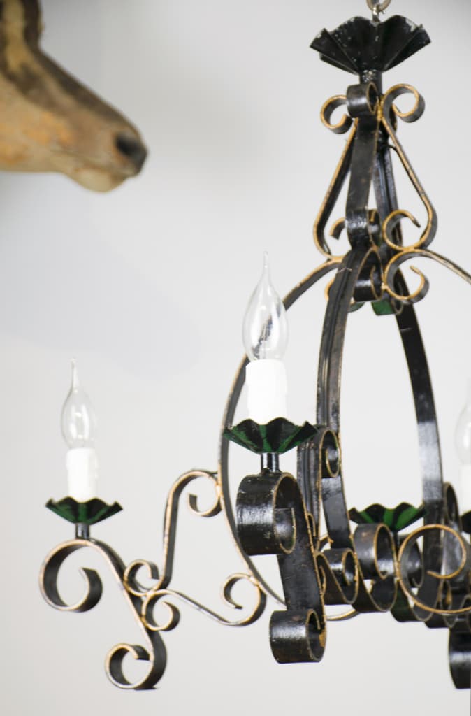 French Wrought Iron Chandelier with Original Patina - French antique chandeliers & pendants 3