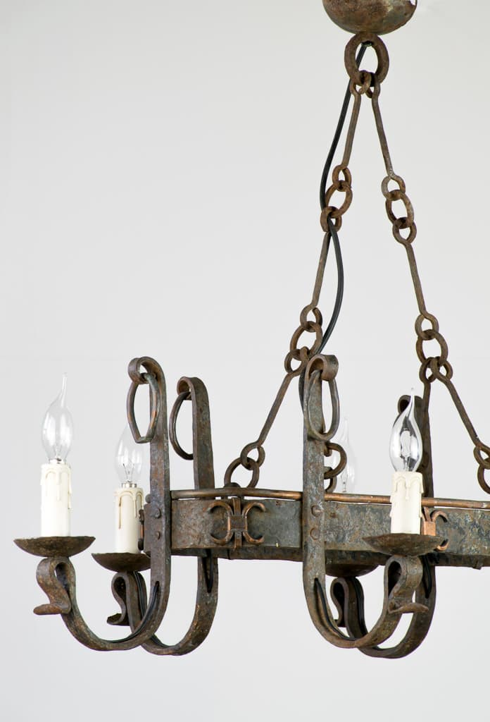 French Castle Wrought Iron Chandelier - French antique chandeliers & pendants 5