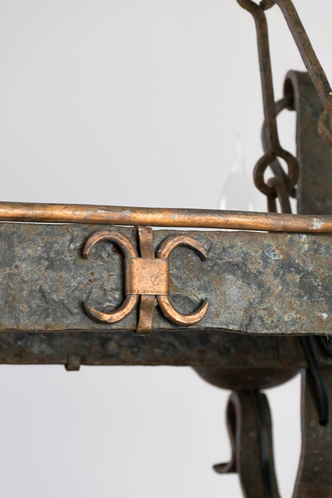 French Castle Wrought Iron Chandelier - French antique chandeliers & pendants 2