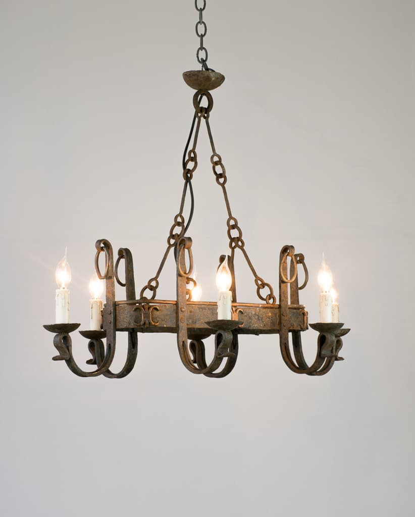 French Castle Wrought Iron Chandelier - French antique chandeliers & pendants 3
