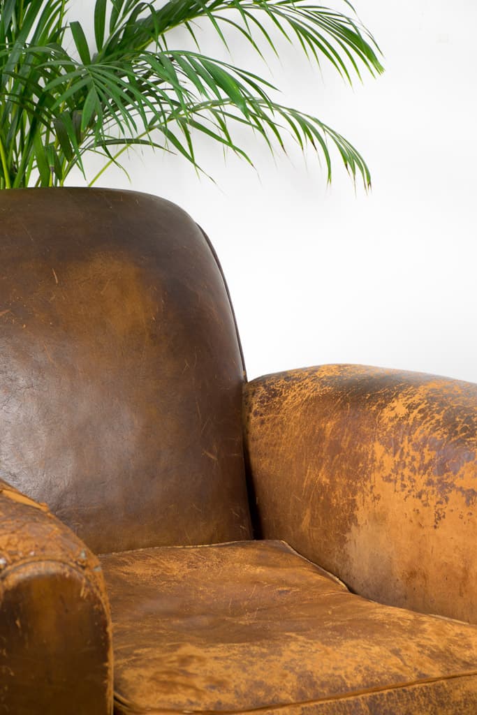 Vintage French Early 20th Century Leather Club Chair - French antique armchairs 3