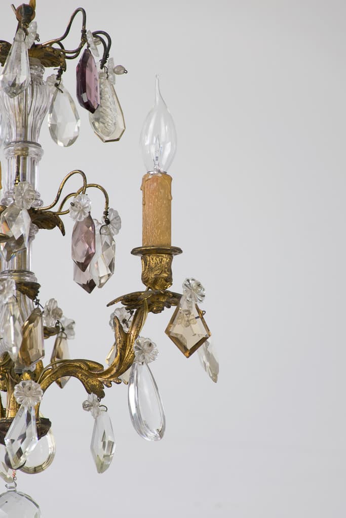 Small French Louis XV Style Crystal and Brass Chandelier - French antique chandeliers & pendants 2