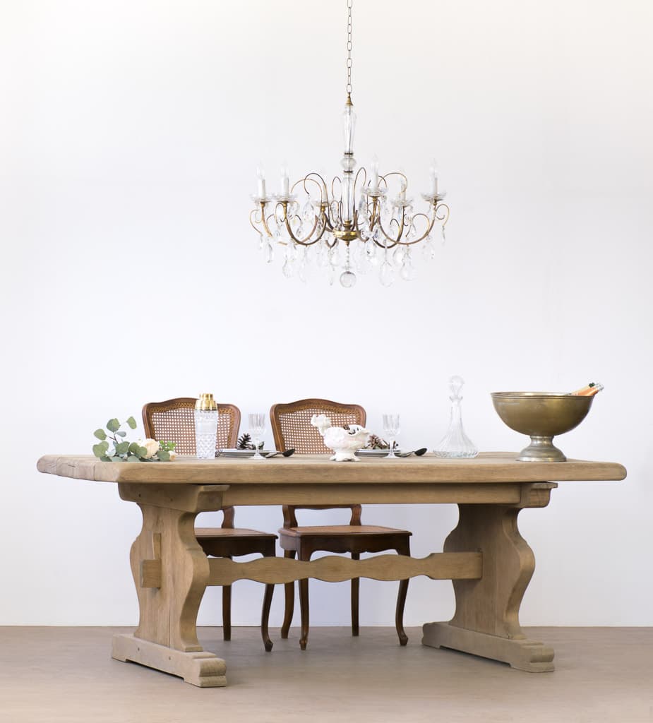 French Oakwood Trestle Style Farmhouse Dinning table - French antique dining tables 2