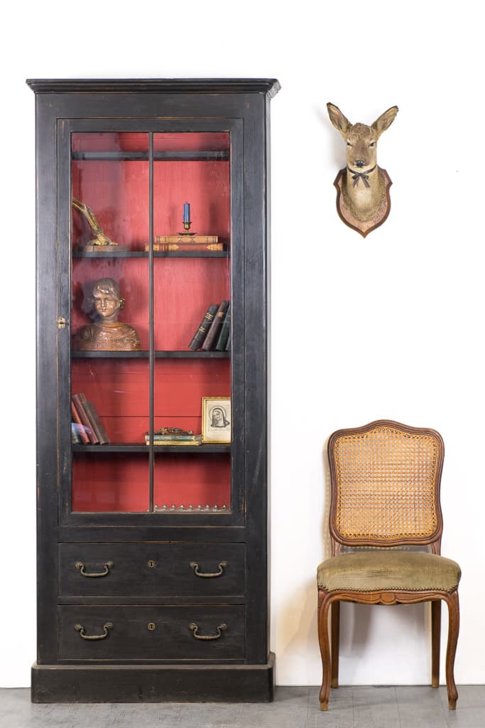 French Napoleon III Painted Bookcase - French antique display cabinet 2
