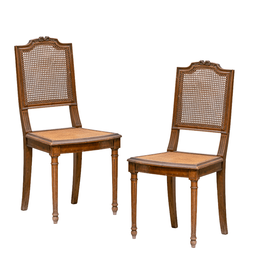Pair of Elegant Louis XVI Style Caned Chairs - French antique chairs 4