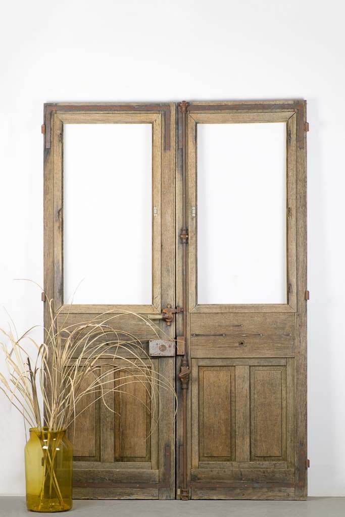 Pair of Old French Bistro Doors, Original Patina - French antique doors 2