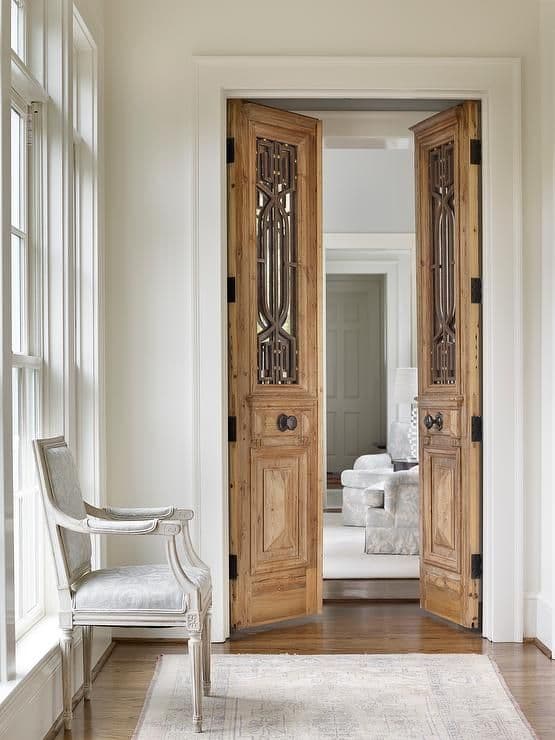 Pair of Old French Bistro Doors, Original Patina - French antique doors 6