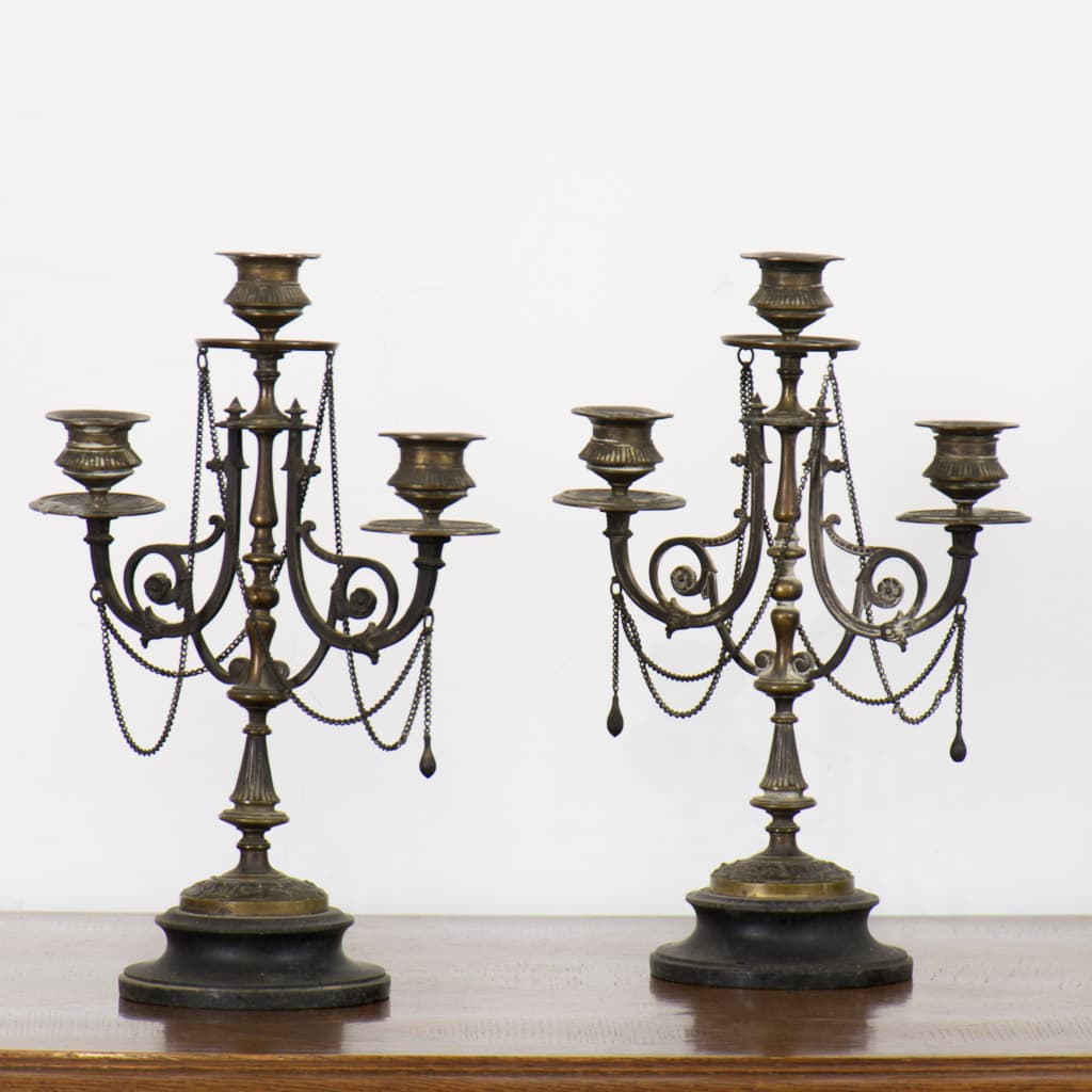 Pair of French Napoleon III Candlestick - French antique decorative objects 3