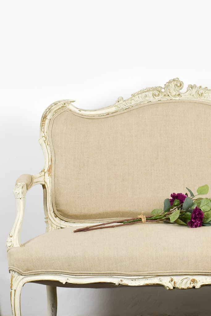 French Louis XV Style Oakwood Settee - French antique sofas 2