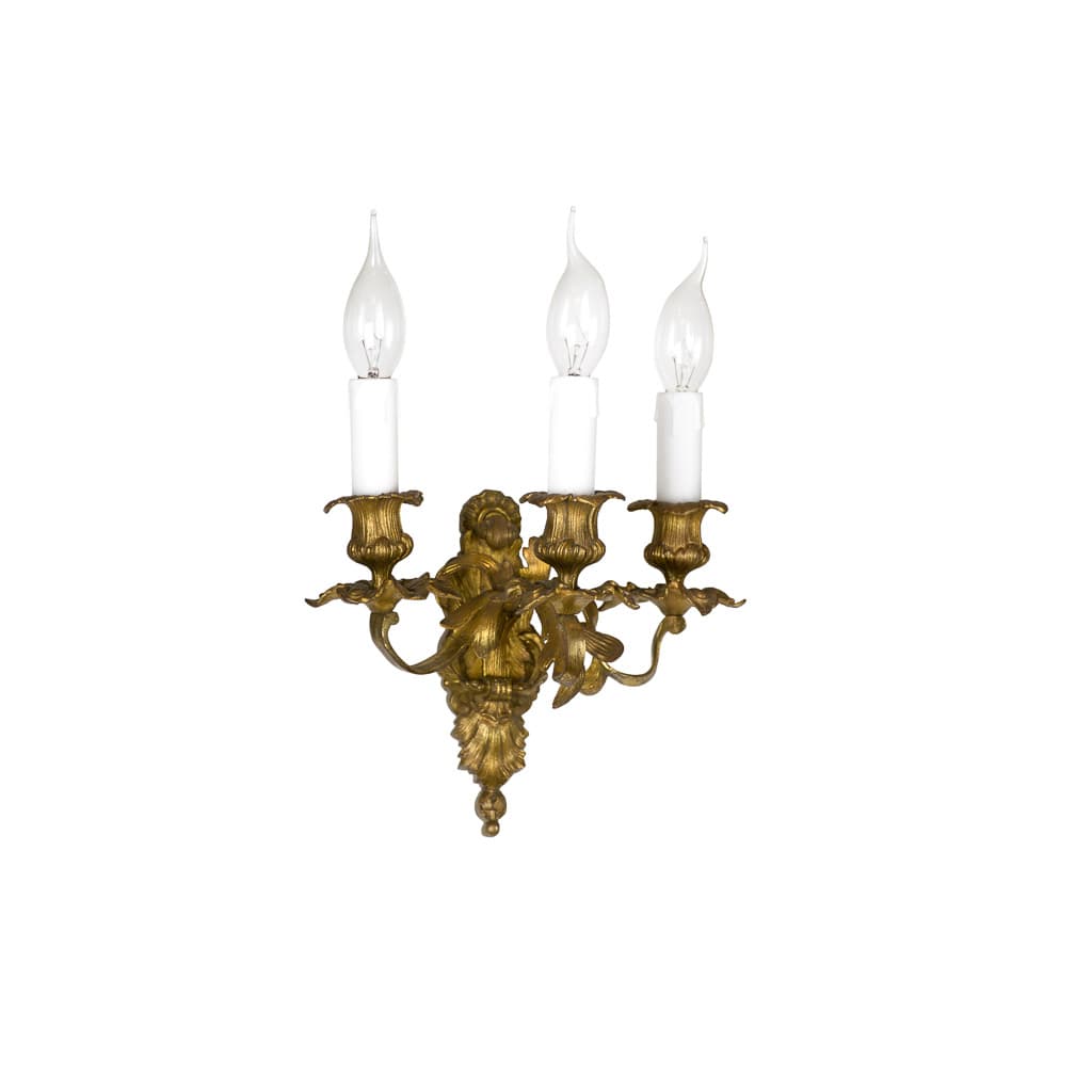 Pair of Louis XV Style Three-Armed Ormolu Sconces - French antique wall lights & sconces 2