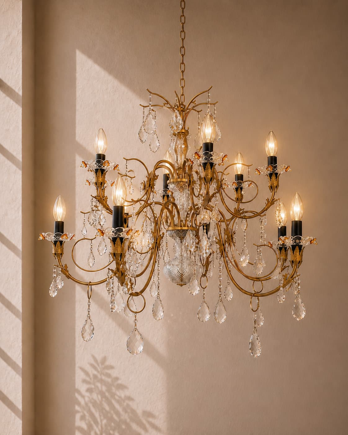 French Gilt Metal and Crystal Chandelier, Louis XV Style - French antique chandeliers & pendants 2