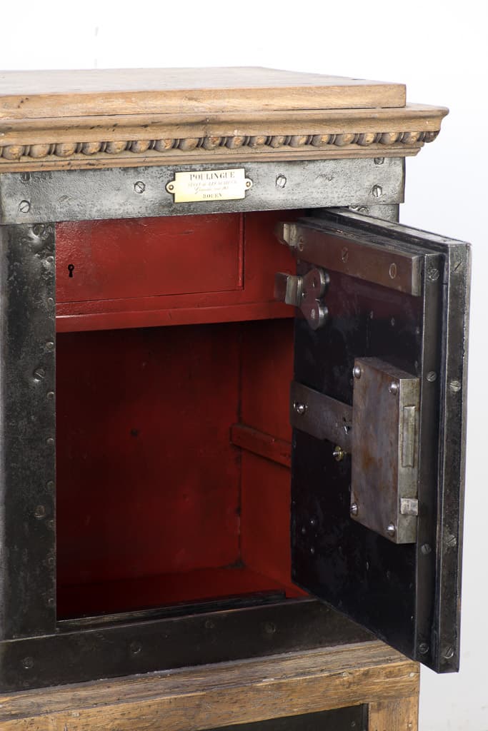 19th Century French Metal and Wood Safe - French antique antique safes 3