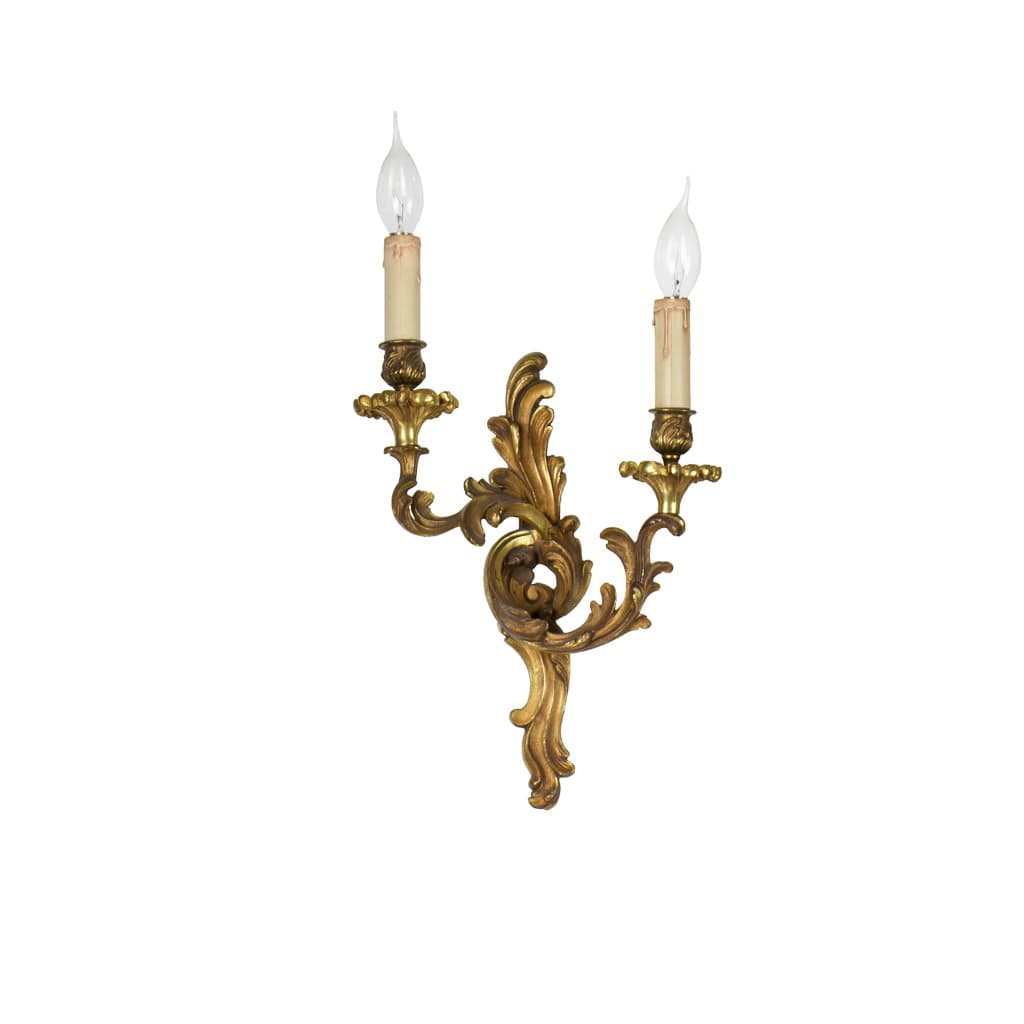 Pair of French Louis XV Style Gilt Bronze Ormolu Sconces - French antique wall lights & sconces 3