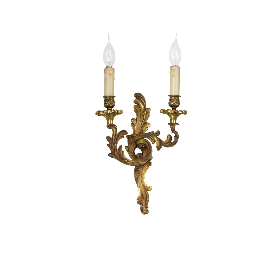 Pair of French Louis XV Style Gilt Bronze Ormolu Sconces - French antique wall lights & sconces 2