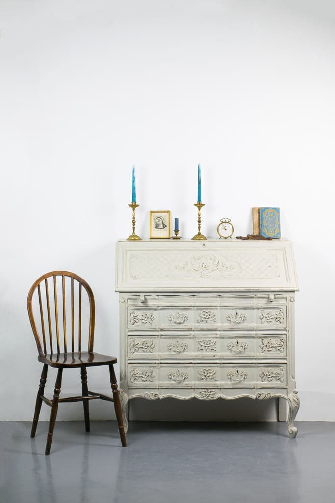 French Louis XV Style Painted Writing Desk - French antique cabinets 4