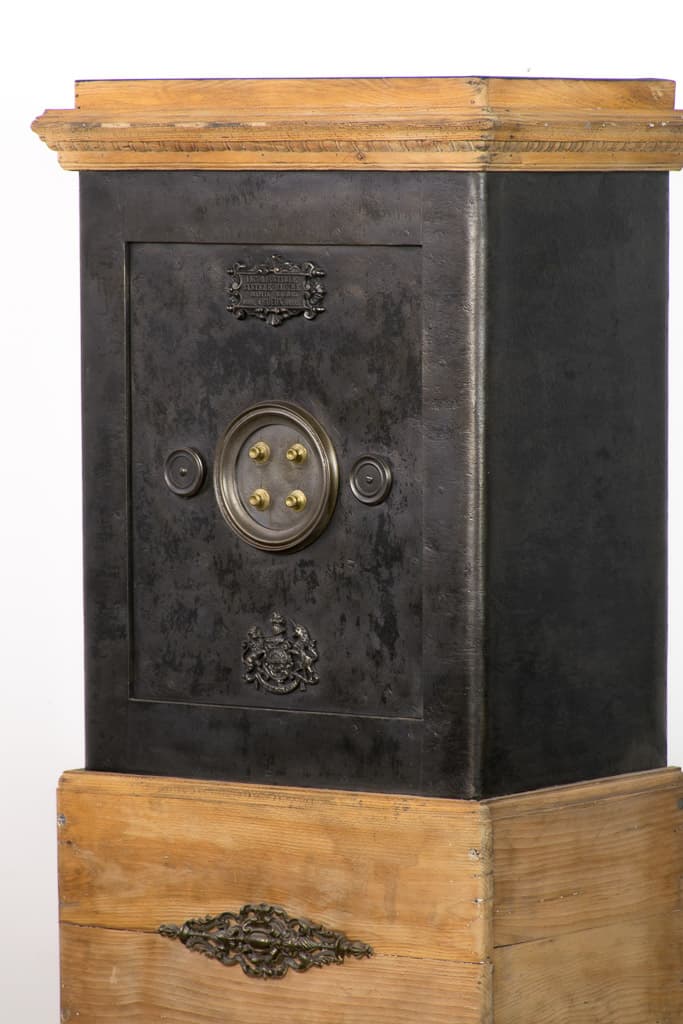 Large Metal and Wood Antique Safe - French antique antique safes 5