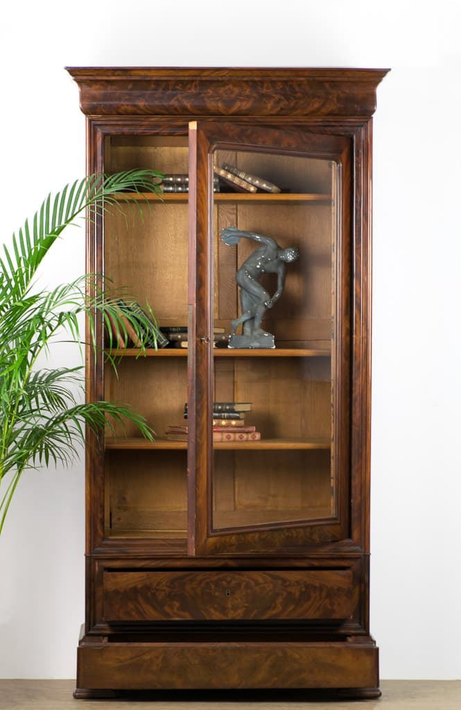 Early 20th Century French Louis-Philippe Revival Mahogany Vitrine Bookcase - French antique display cabinet 5