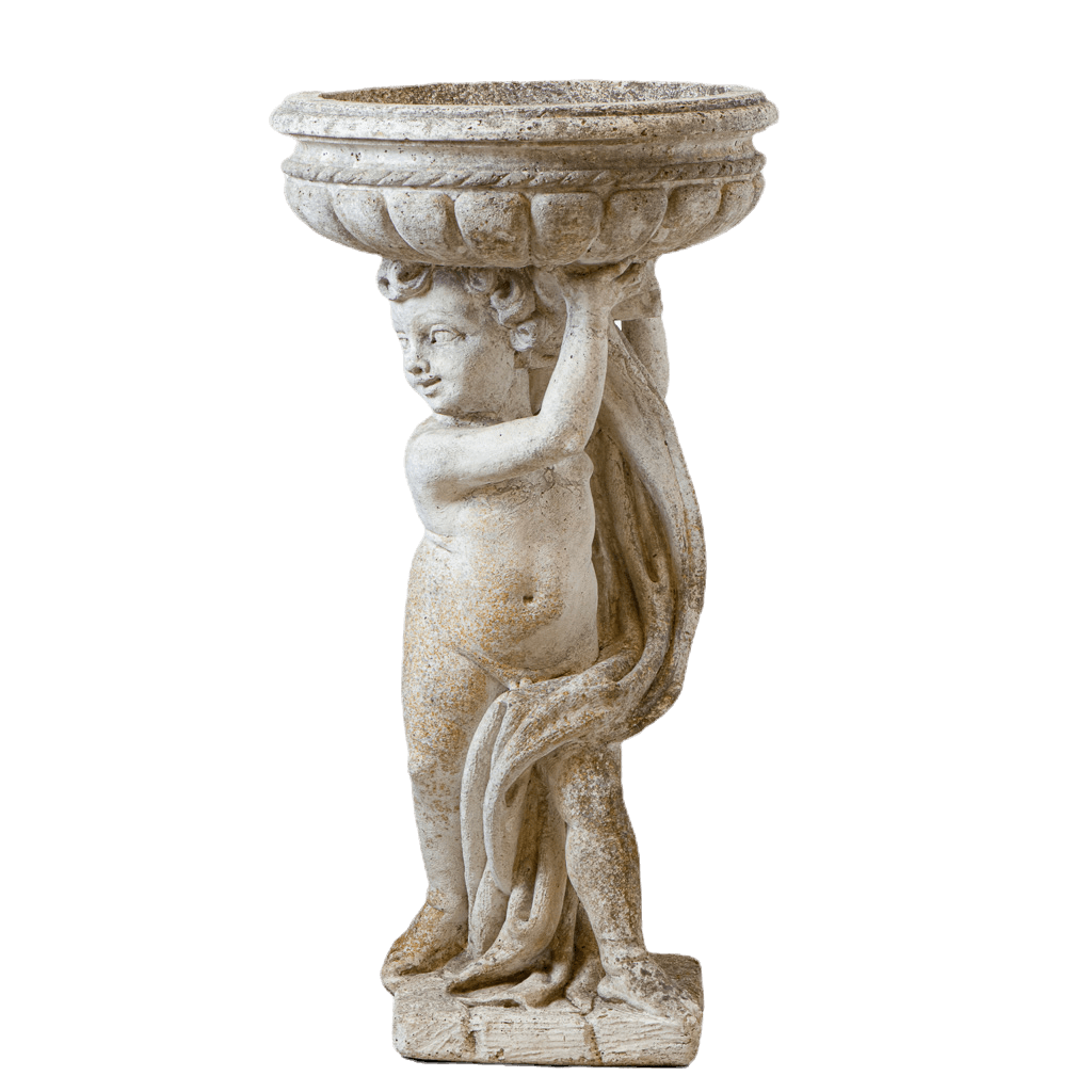 Beautiful Pair of Concrete Garden Cherub Statues - French antique decorative objects 2