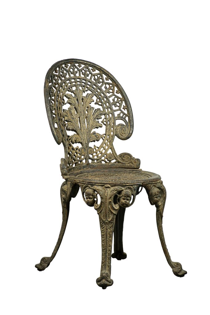 Pair of Victorian Cast Iron Foliate Leaf Pattern Garden - French antique chairs 2