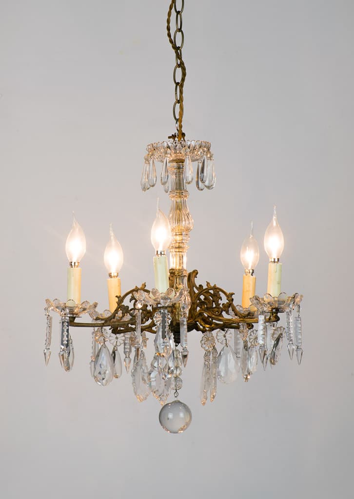 French Louis XV Style Solid BrassCrystal Chandelier - French antique chandeliers & pendants 2