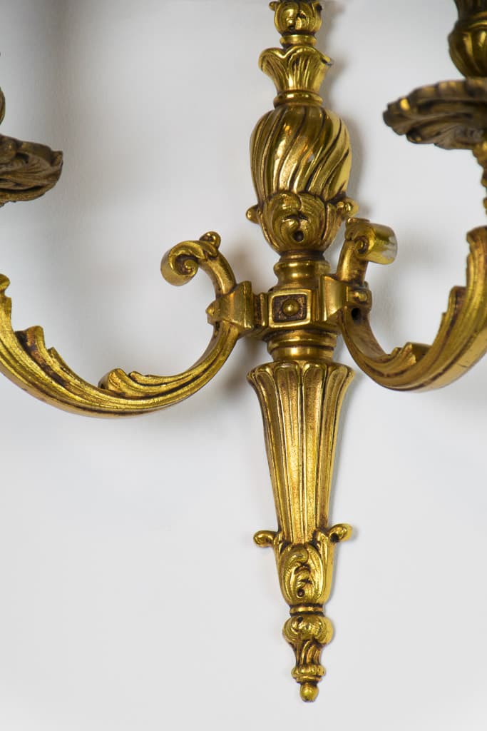 Pair of French Louis XVI Style Gilt Bronze Wall Sconces - French antique wall lights & sconces 2