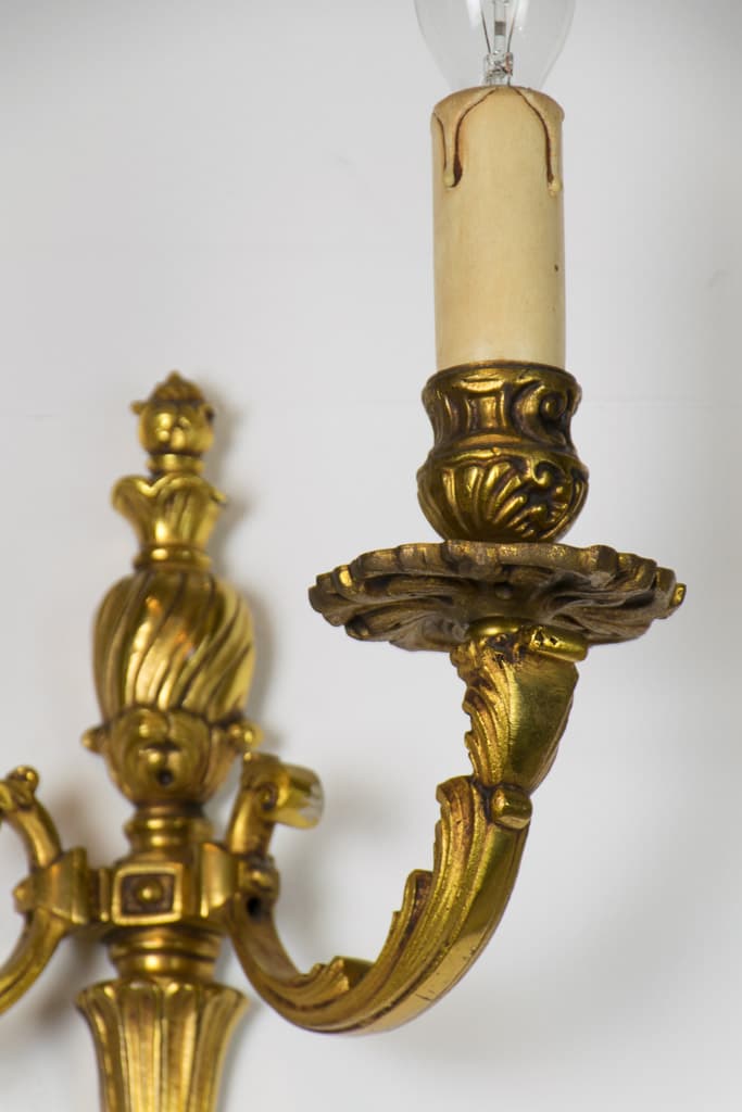 Pair of French Louis XVI Style Gilt Bronze Wall Sconces - French antique wall lights & sconces 3