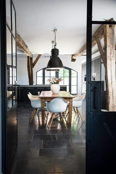 Black Enamel Vintage Industrial Pendant Light - French antique industrial lighting 9