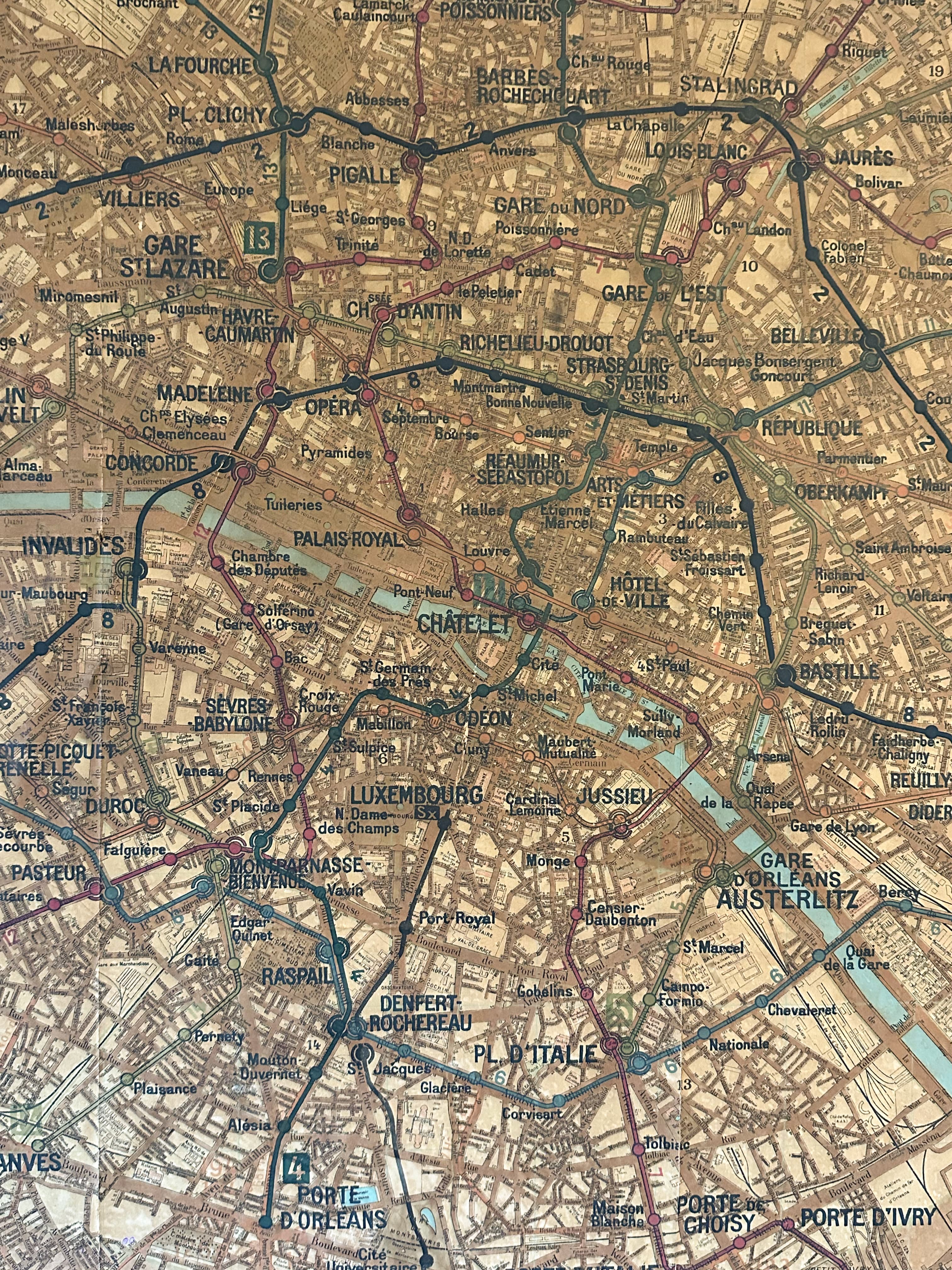 French Antique Paris Metro Map - French antique decorative objects 2