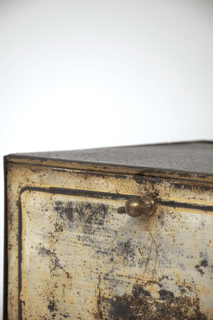 French Patinated Metal Filing Cabinet, Early 20th Century - French antique industrial cabinets 2