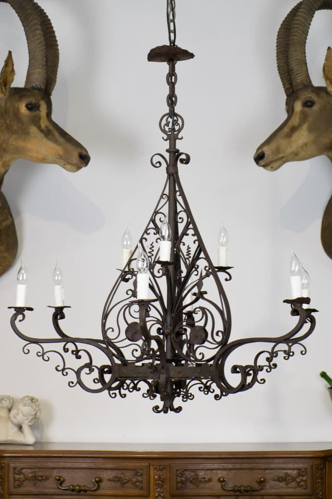 19th Century French Renaissance Revival Wrought Iron Chandelier - French antique chandeliers & pendants 2