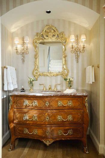 StunningLouis XV Ormolu-mounted Marble-top Commode - French antique chest of drawers 6