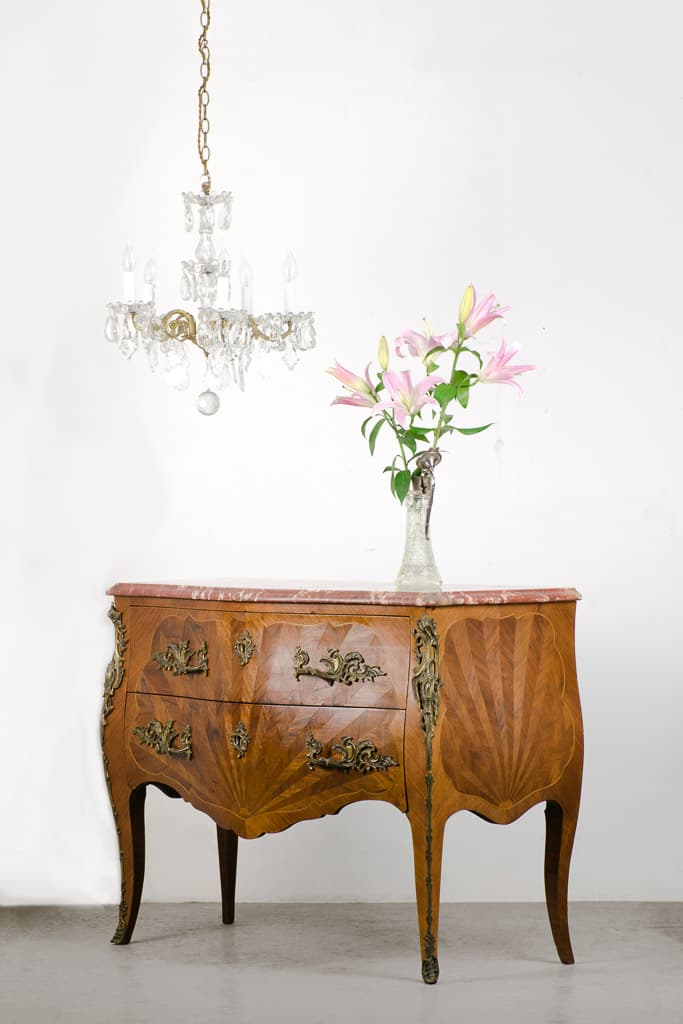 StunningLouis XV Ormolu-mounted Marble-top Commode - French antique chest of drawers 2