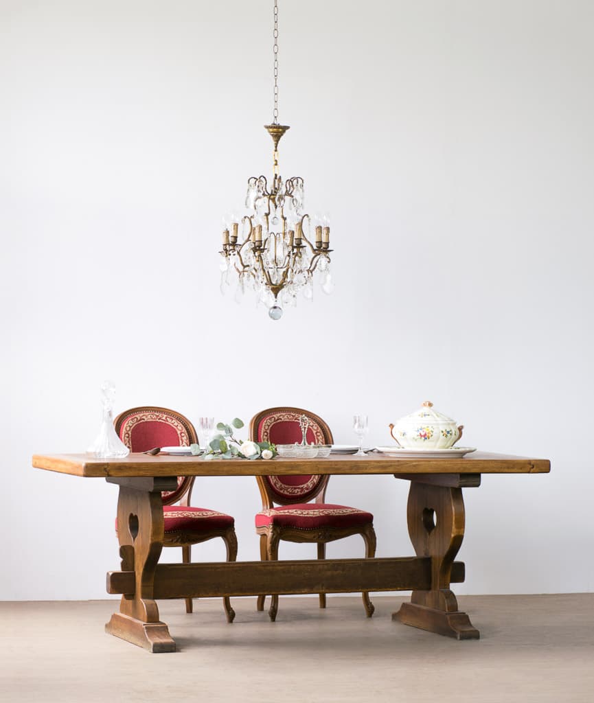 French Oakwood Trestle Style Farmhouse Dining table - French antique dining tables 4