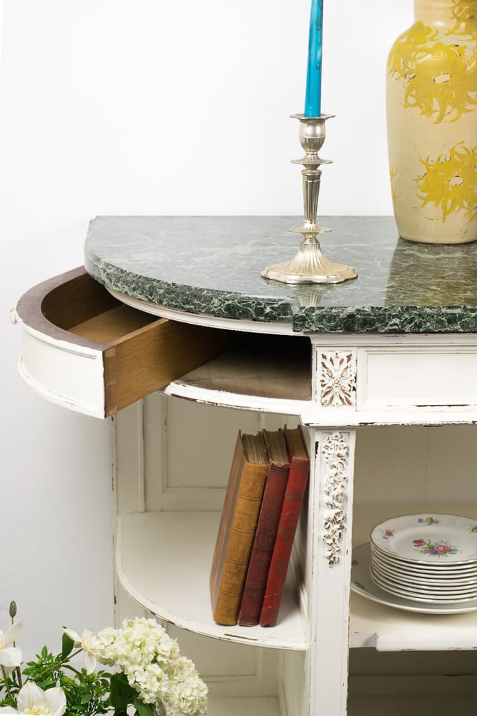 Unique French Louis XVI Style Marble Top Sideboard - French antique cabinets 2