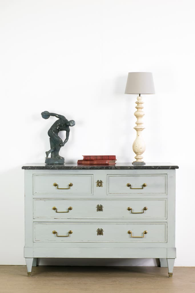 19th Century Louis XVI Style Black Marble-top Chest - French antique chest of drawers 7