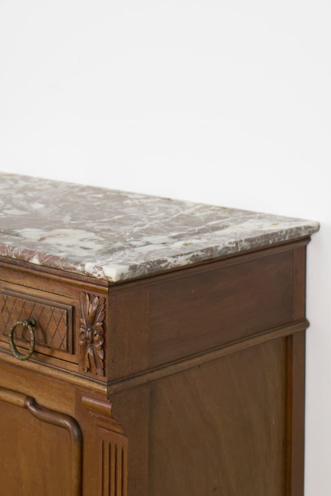 French Country Walnut and Marble Top Sideboard/Buffet - French antique cabinets 2